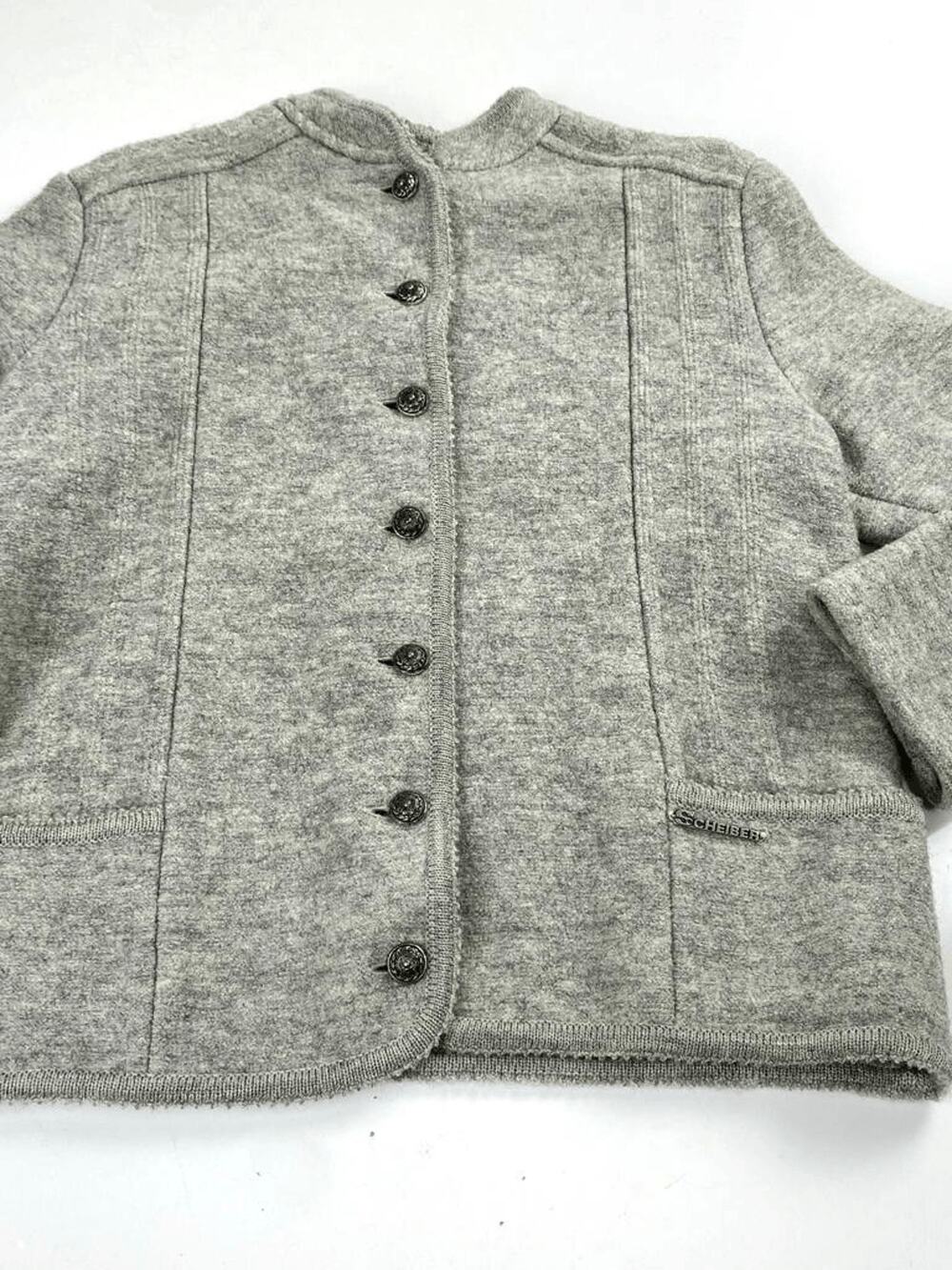 Sigi Scheiber Pure New Wool Sweater Jacket Coat Womens Medium 42 Gray Austria